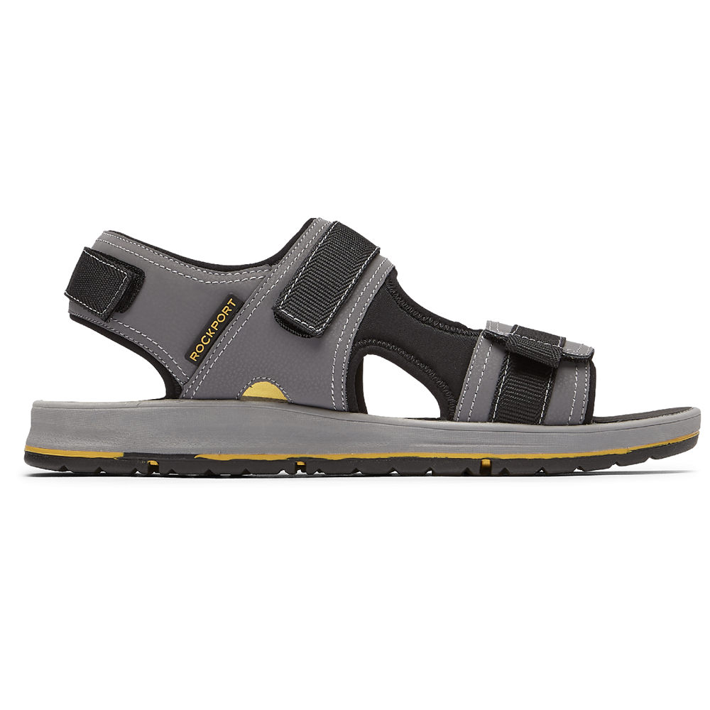 Rockport Singapore Mens Sandals - Lucky Bay Sport 3 Strap Grey - WM8123905